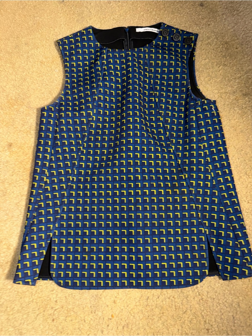 Paco Rabanne FW15 Geometric Print Sleeveless Tunic Top Dress Blue Size 36